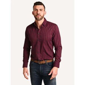 Mizzen + Main Men M Wallace Button Down Flannel Shirt Red Plaid Long Sleeve